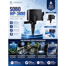 Sobo Akvaryum Kafa Motoru - Sump Motoru - 2500 Lt/saat - 16-8-14 Cm - 35w - Yüksek Su Sirkülasyonu - Wp 3880