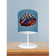 Mekta Home Bebek Ve Çocuk Odası Mavi Mcqueen Deseli Abajur