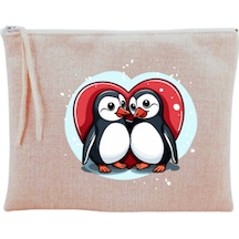 Kalpli Penguen Baskılı Makyaj Çantası