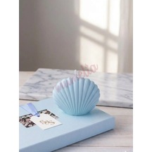 Mumelia Mini İstiridye - Doğal Soya Blok Dekoratif Mum - 5'li - Açık Mavi