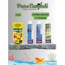 Purecanpati Akvaryum Su Düzenleyici Ve Vitamin Seti + Balık Yemi