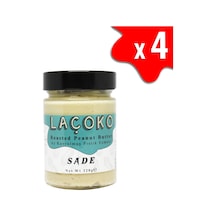 Laçoko Şekersiz Katkısız Glutensiz Vegan Doğal Az Kavrulmuş Çiğ Yer Fıstığı Ezmesi 4 x 320 G