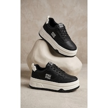Mlu Mlu Kadın Kışlık Sneaker Su Geçirmez Kaydırmaz Ortopedik Yüksek Taban Siyah