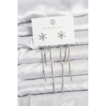 Çiçek Model Gümüş Pirinç Sallantılı Kadın Küpe Diğer