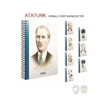 Atatürk Spiralli Sert Kapak 17x24 100 Yaprak Kareli Defter 2651 Gıpta Çok Renkli