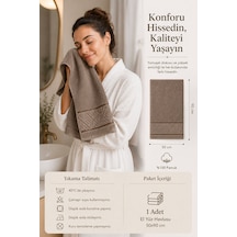El Yüz Havlusu 50x90 Cm %100 Pamuk Kısmi Kadife Jakar Nova Collection Kahve