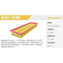 WINKEL WAF-7285 Hava Filtresi CLIO II Kangoo Megane I Laguna Trafic II / Vivaro A Movano A 1.9 Dtı 1.9 DCI