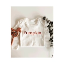 Tuğbababy Pumpkin Yazılı Uzun Kol Çıtçıtlı Organik Bebek Body