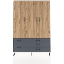 Arges Dolap 5 Raflı 5 Çekmeceli Tek Askılı 132x30x195 Aytaşı-çam/antrasit Atlas Çam/antrasıt