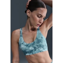 Nike Zenvy Light-support Padded Printed Womens Bra Desenli Kadın Sporcu Sütyeni Mavi