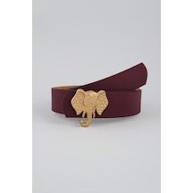 Milleniva Fil Gold Tokalı Kadın Kemer 3 Cm Bordo