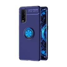 Jenerik Oppo Find X2 Kılıf Range Yüzüklü Silikon - Mavi