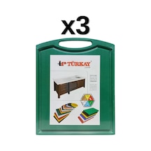 3'lü Türkay 32.5x26.5x1 Cm Saplı-oluklu Polietilen Kesme Tahtası Kesim Levhası Yeşil 1237
