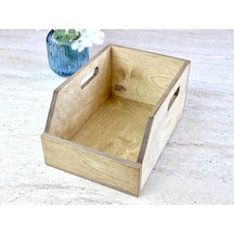 Organizer Ahşap Sandık Kutu 7" 7 İnç Plak İçin Uygun Boyut Ceviz Çok Renkli