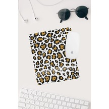 Leopar Desenli Bilek Destekli Dikdörtgen Mouse Pad Mouse Altlığı. Mousepad