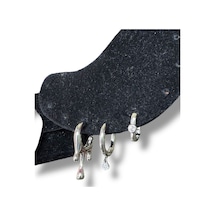 Üçlü Gri Sallantılı Marjinal Çelik Küpe Gri