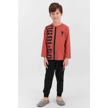 U.S. Polo Assn. %100 Pamuk 926 Uzun Kollu Erkek Çocuk Pijama Takımı Kiremit