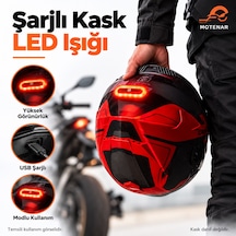 Motenar Kask Arkası Led Uyarı Işığı Usb Şarjlı Modlu 1 Adet