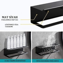 Dione Store Dekoratif Metal Siyah Mutfak Banyo Rafı Havlu Askılık Duvar rafı Ve Askılık Siyah