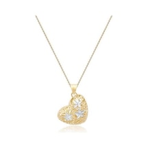 Diamond Line-Gülaylar - Sarı Beyaz Altın 14 Ayar Kalp Kolye N11.25410