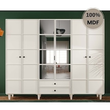 Zambak 6 Kapak Mdf Ayaklı Tasarım Gardırop Aytaşı