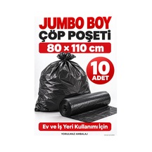 80x110 Cm Jumbo Boy Çöp Poşeti 10 Adet 400 Gr Ev Ve İş Yeri İçin Büyük Boy Çöp Torbası