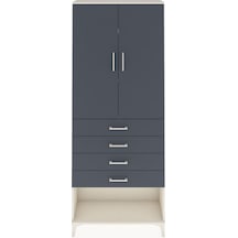 Arges Dolap 3 Raflı 4 Çekmeceli 2 Kapaklı 88x30x221 Aytaşı-antrasit Aytası