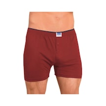 Berrak 1099 Düğmeli Erkek Boxer Penye 3'lü Bordo