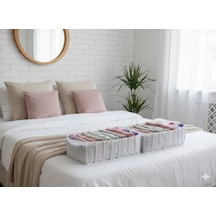 2'li Organizer L Akordiyon L Boy 8 Bölmeli Çok Amaçlı Dolap Içi Ve Çekmece Içi Düzenleyici Cepli Beyaz