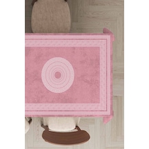 Pembe Çerçeveli Dokuma Leke Tutmaz Masa Örtüsü Mso231n11