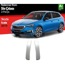 Skoda Scala Krom Sis Farı Çıtası. 304 Paslanmaz. 2 Prç