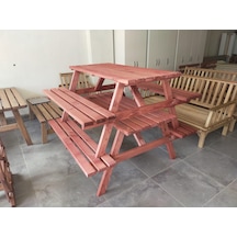 Şen Mobilya Ahşap Piknik Masası Bahçe Masası Piknik Masası M43 Maun