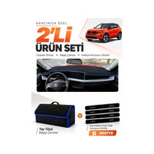 E-biz Opel Frontera 2025-sonrası Uyumlu Torpido Örtüsü + Tay Tüyü Çanta - Siyah-mavi - Op025