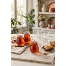 6'lı Isıya Dayanıklı Kulplu Cam Çay Bardağı Takımı 160 Ml Bohem Minimalist Modern Tasarım Şık Sunum Şeffaf