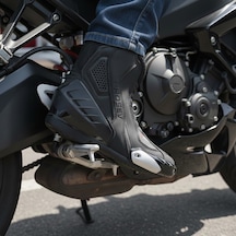 Motoanl Motosiklet Racing Bot Deri Kısa İtalyan Model Sert Koruma Touring Motor Botu Black