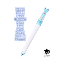 0,5 Mm 3'ü Bir Arada Tükenmez Kalem Mavi Siyah Kırmızı Writech W-6254 Beyaz