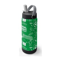 650 Ml Erkek Çocuk Yeşil Futbol Baskılı Çelik Suluk/matara Pipetli 38329