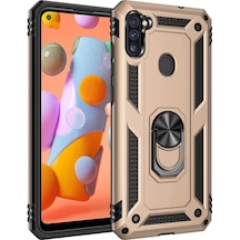 Newface Samsung Galaxy A11 Kılıf Sofya Yüzüklü Silikon Kapak - Gold Altın