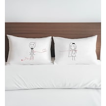 Bk Gift Sevgili Tasarımlı Pamuklu 2 Li Yastık Kılıfı Seti-5 50x70cm , Sevgiliye , Ev si, Tasarım Ev Tekstili
