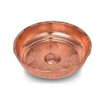 Turna Bakır Kurnacı Hamam Tası 20 CM Makine İşleme Kırmızı Turna Gümüş