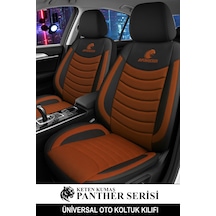 Panther Serisi Keten Kumaş Üniversal Oto Koltuk Kılıfı - 5 Koltuk Tam Set Taba