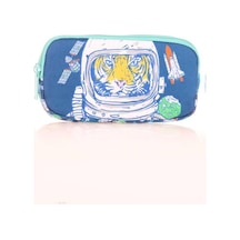 Kaukko Kids 3 Bölmeli Kalem Çantası Square Tiger Mavi L8164