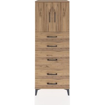 Hyperion Dolap 2 Raflı 5 Çekmeceli 2 Kapaklı 60x44x163 Çam-çam Çam
