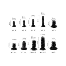 Htf 500 Adet Mini Km Vida Seti M2/m2,5/m3mm Gümüş Yıldız Kafa 50 Şer Adet 10 Çeşit Şeffaf Çantada