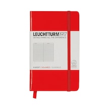 Leuchtturm1917 Not Defteri Cep Boy A6 , Sert Kapak, 187 Numaralandırılmış Sayfa, Kareli, Kırmızı