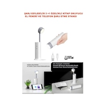 3+1 Şarjlı Kitap Okuma Lambası , Fener 3 Kademeli ,acil Durum Powerbank Ve Telefon Tutucu Lamba Beyaz