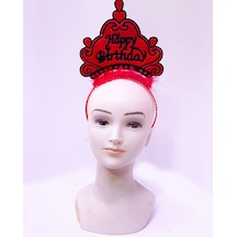 Happy Birthday Neon Kırmızı Renk Doğum Günü Tacı 24x15 Cm - Zmff-52359 18