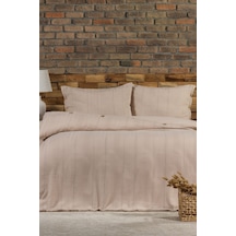 Elart Tiara Nevresim Takımı Tek Kişilik Lastikli Çarşaf %100 Pamuk Ranforce Ahşap Düğmeli 160x220 Cm Bej Bej