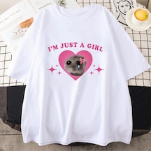 Tarzsokak Beyaz Sad Hamster Tshirt Ben Sadece Bir Karikatür Baskılı Yaz Ler Beyaz