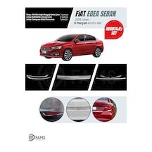 Fiat Egea 2015-2019 Sedan 6 Parça Krom Set Arka Tampon Üstü Koruma Yazılı + Stop Alt Nikelajı+bagaj Orta Çıta + Arka Reflektör P.çelik